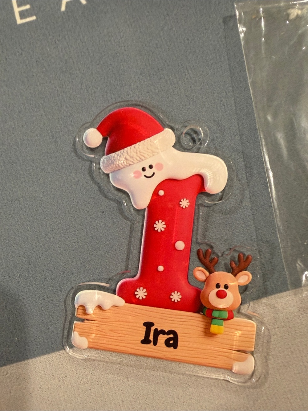 Ira monogrammed Christmas Ornament with Reindeer New